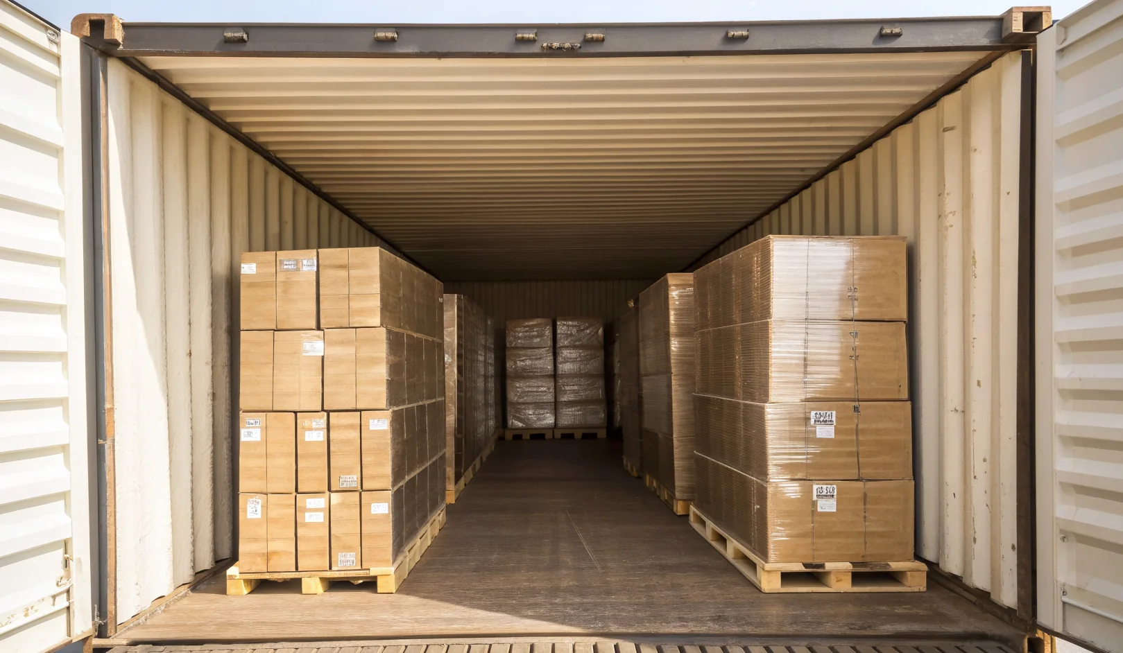 Pallets of different lines loaded in one container
