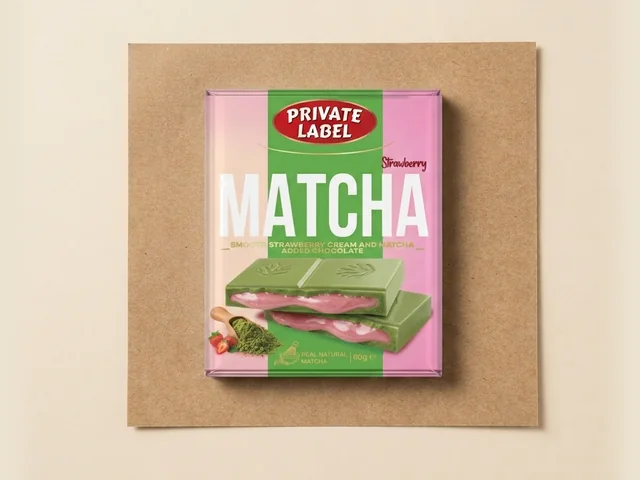 Matcha white chocolate with strawberry cream
