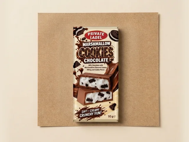Milk chocolate bar with marshmallow cream and cookie pieces