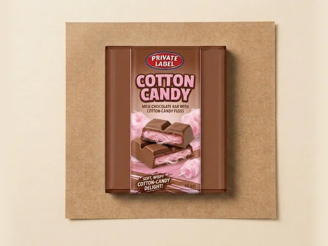 Milk chocolate bar with cotton-candy floss
