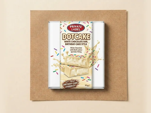 White chocolate bar, birthday-cake style