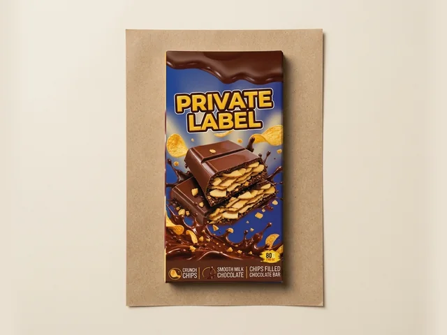 Milk chocolate bar with crispy chip pieces