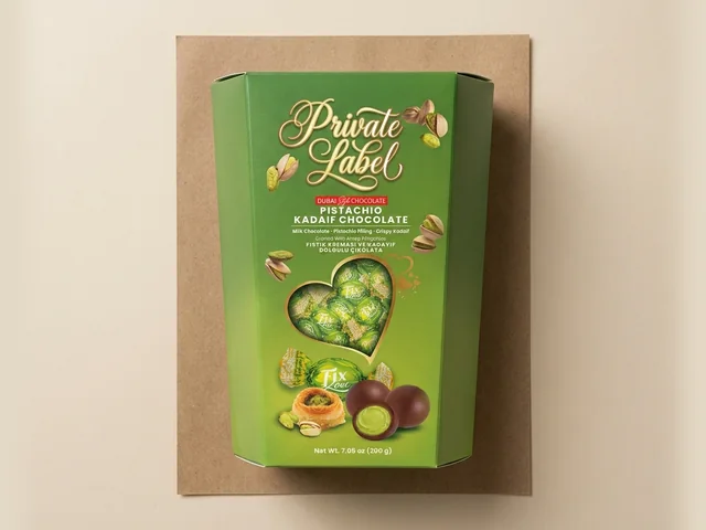 Chocolate balls with pistachio cream