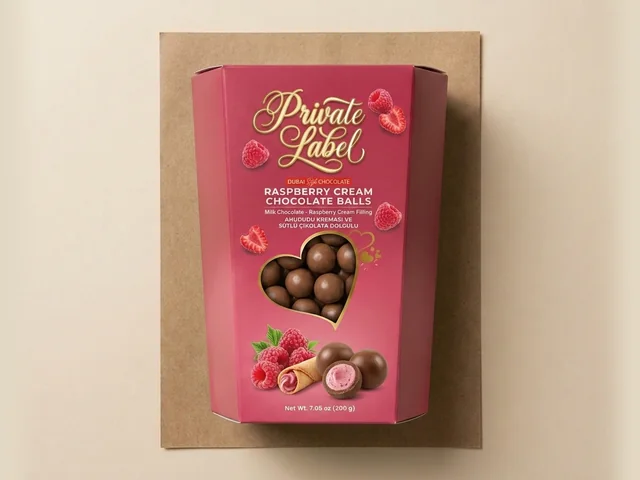 Chocolate balls with raspberry cream