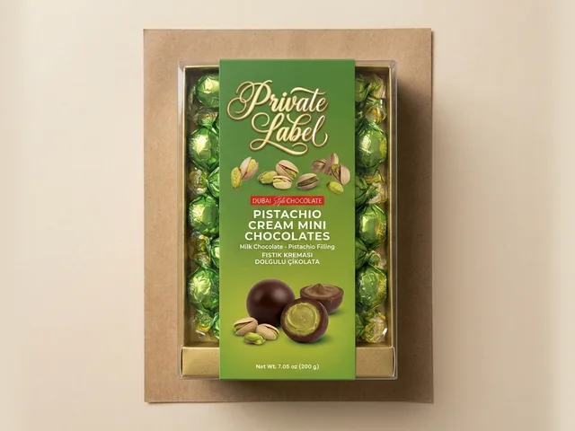 Mini chocolates with pistachio cream and pieces