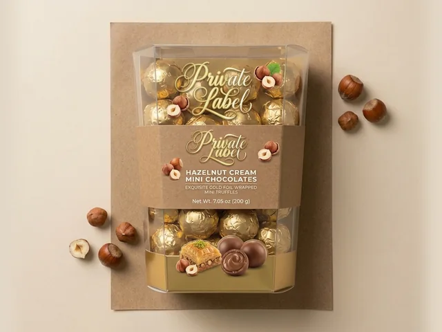 Mini chocolates with hazelnut cream and pieces