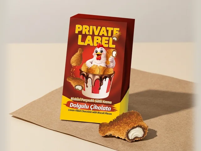 Chicken-leg figure chocolate, milk cream and biscuit pieces