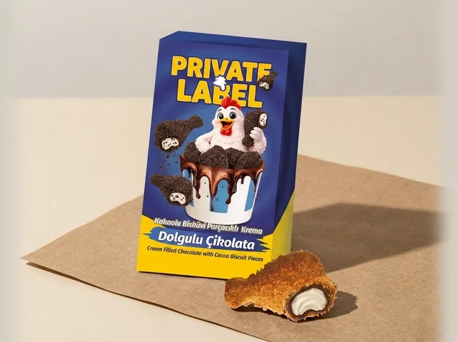 Chicken-leg figure chocolate, milk cream and cocoa biscuit pieces