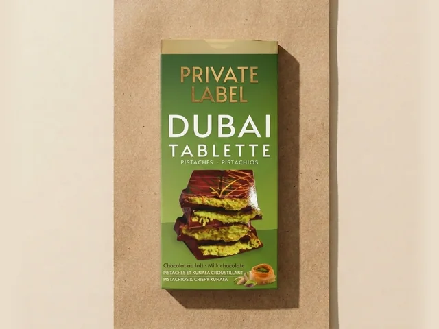 Pistachio-cream and kadayif bar, milk compound
