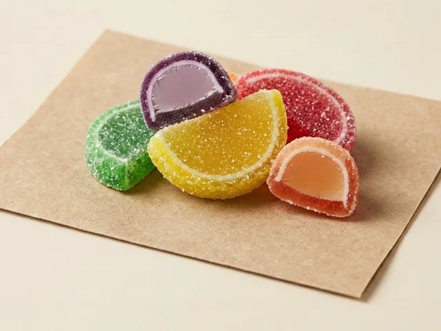 Fruit-slice jellies, sugared