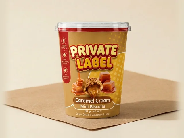 Caramel filled mini biscuits