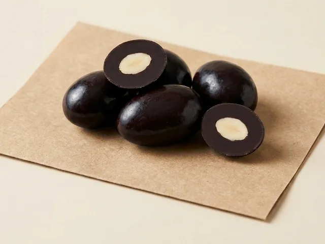 Dark-coated almond dragée