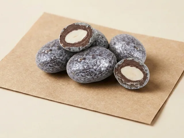 Mocha almond, silver finish dragée