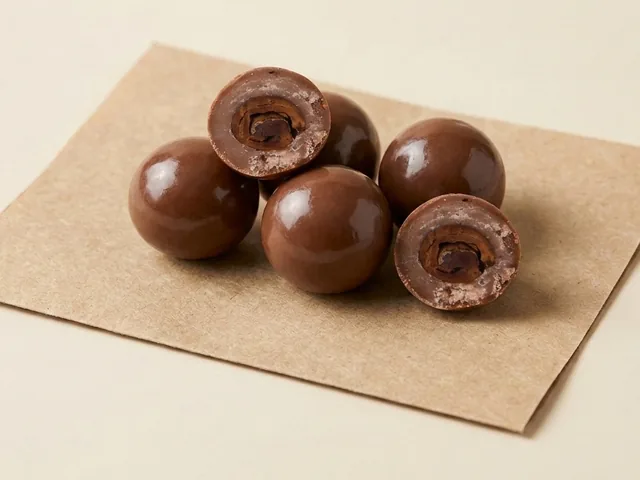 Milk-coated coffee bean dragée