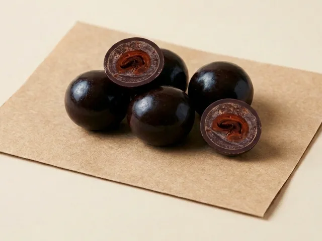Dark-coated coffee bean dragée