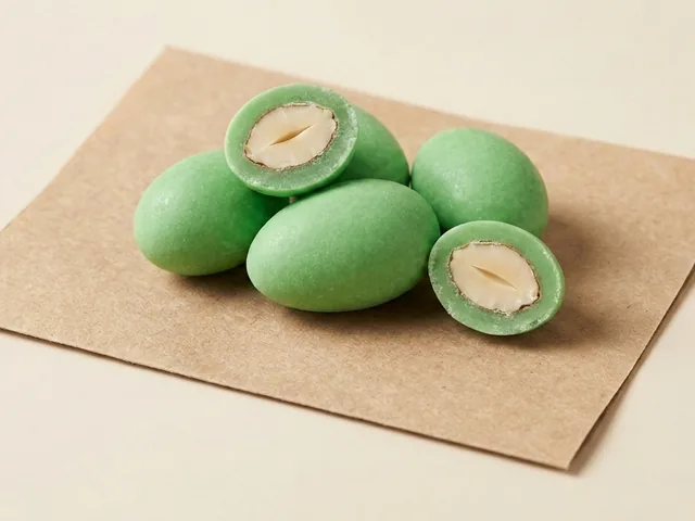 Sugar-coated almond, green dragée