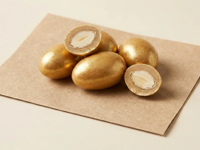 Sugar-coated almond, gold dragée