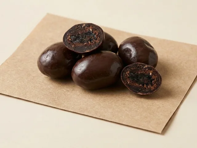 Raisin, dark coating dragée