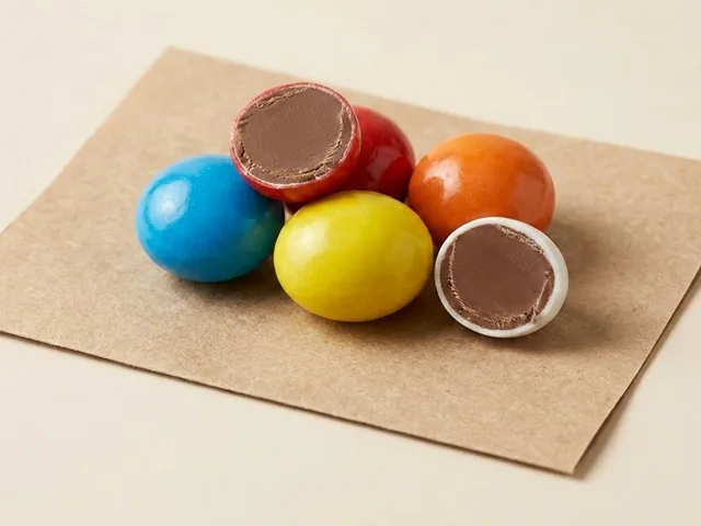 Sugar-shelled buttons, mixed colours dragée