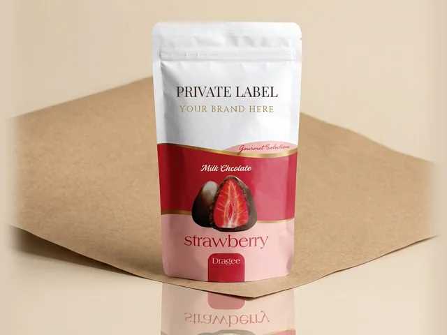 Freeze-dried strawberry, milk coating dragée