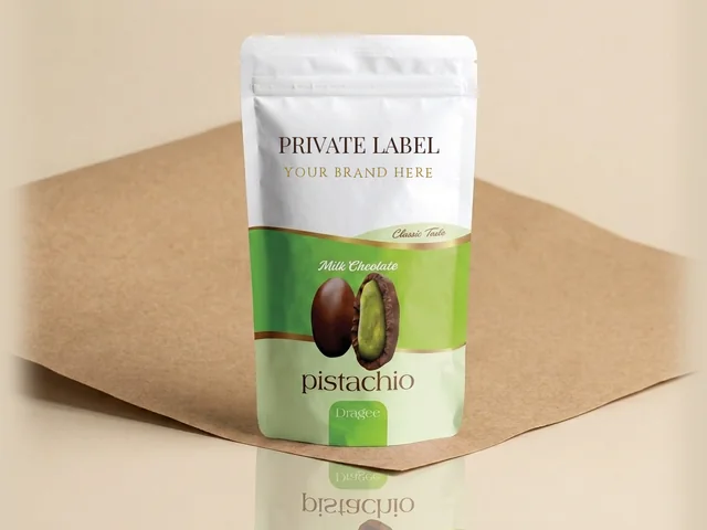 Milk-coated pistachio dragée