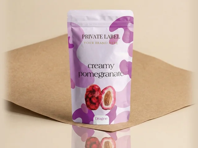 Pomegranate almond, rough finish dragée