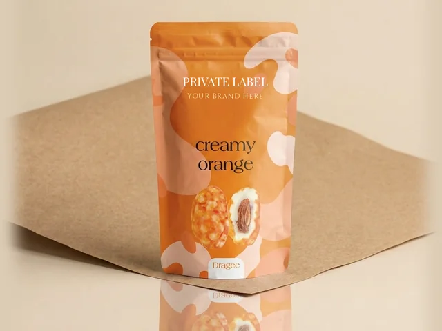 Orange almond, rough finish dragée