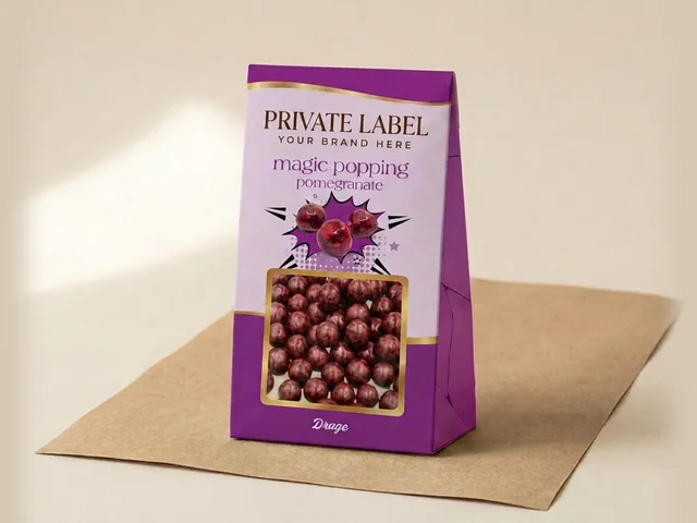 Pomegranate dragée with popping candy