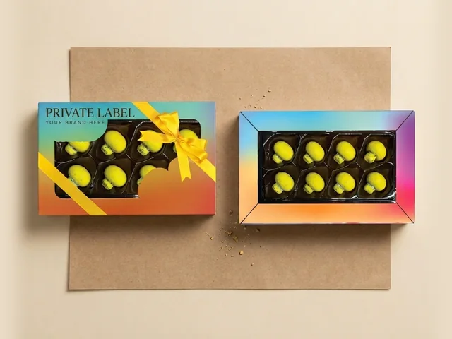 Praline-filled mushrooms, yellow dragée