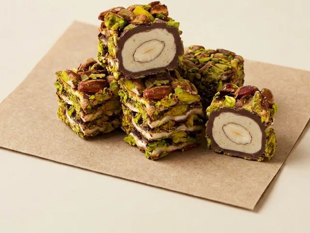Whole-pistachio coated baklava delight