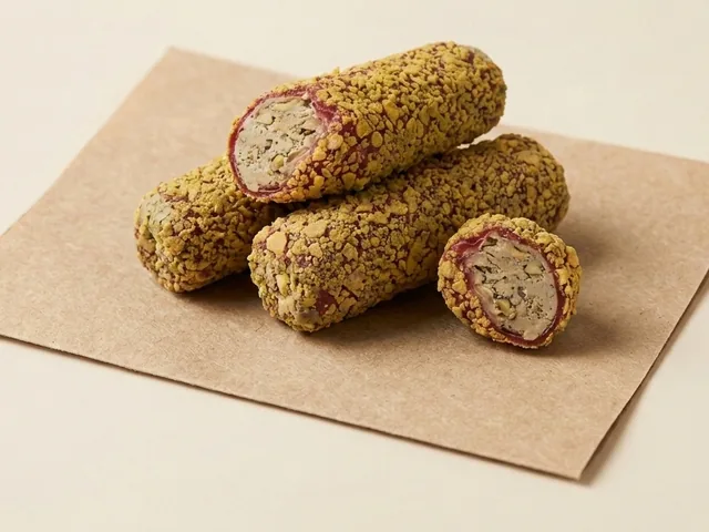 Cornflake coated almond cream roll