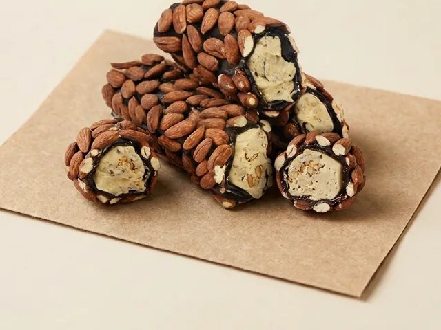 Whole-almond coated cream roll