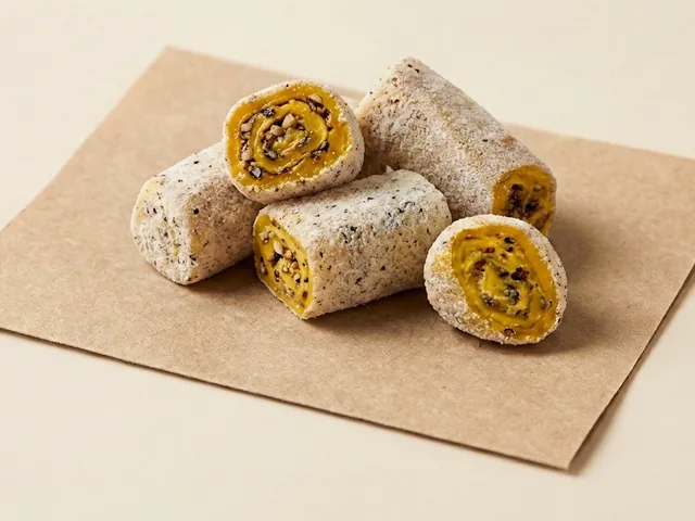 Banana and pistachio roulade