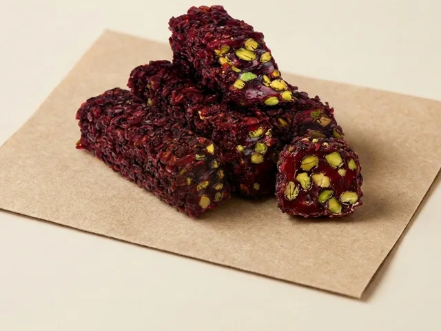 Barberry coated pomegranate and pistachio royal lokum