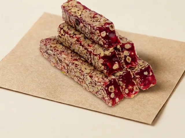 Slivered-hazelnut coated pomegranate and hazelnut royal lokum