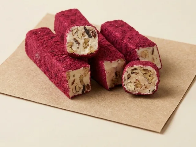 Red-velvet coated mixed nuts royal lokum