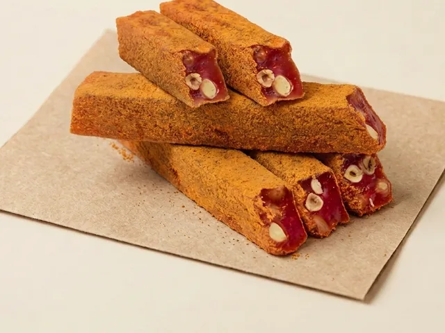 Orange-velvet coated hazelnut royal lokum