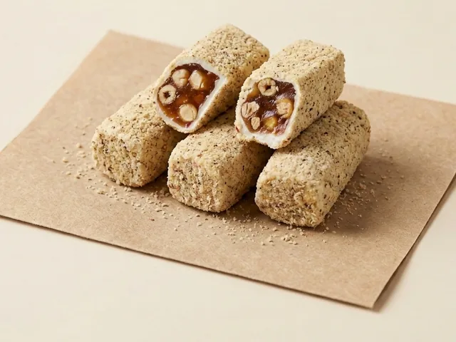 Ground-hazelnut coated orange and hazelnut Aleppo-style lokum