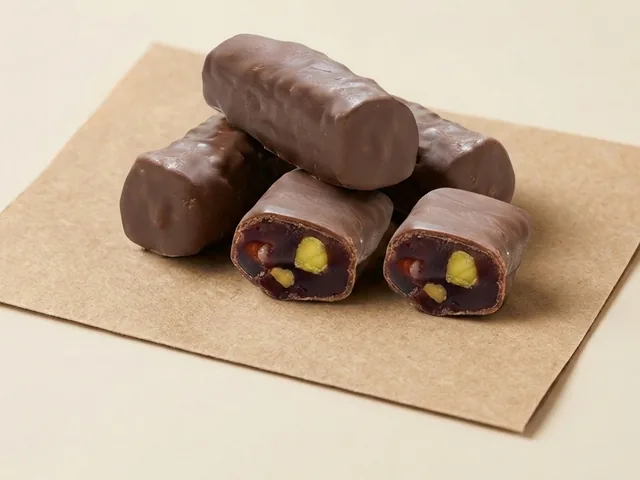 Pistachio finger roll, chocolate coated