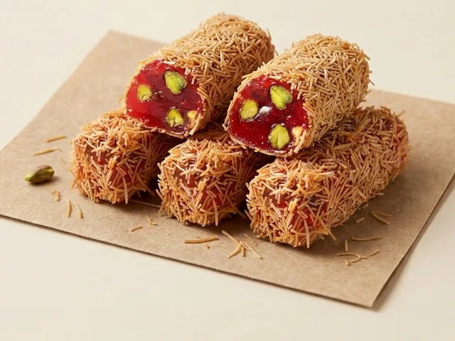 Pistachio finger roll, kadayif coated