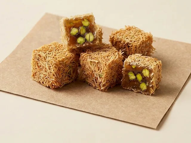 Double-roasted pistachio delight, kadayif coated