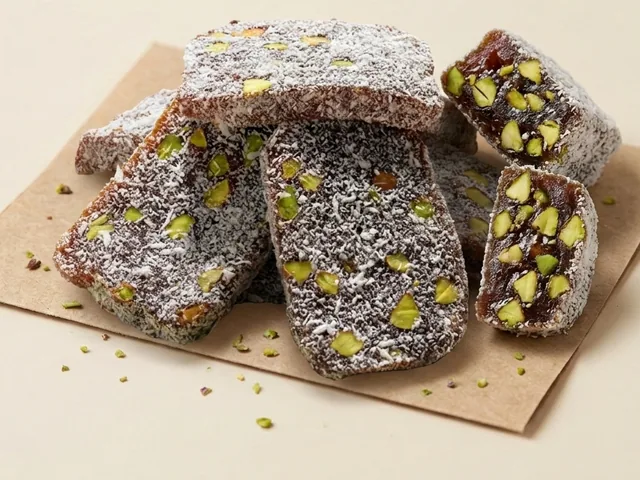 Carrot-paste delight (cezerye) with pistachio