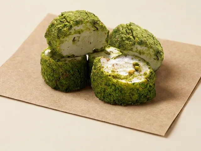Sultan slice, ground-pistachio coated