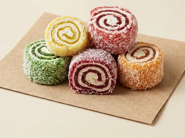 Rolled slice with pistachio, cocoa coated